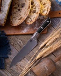 Microtech 6 inch Utility Knife Stonewash Titanium Bolster Black G-10