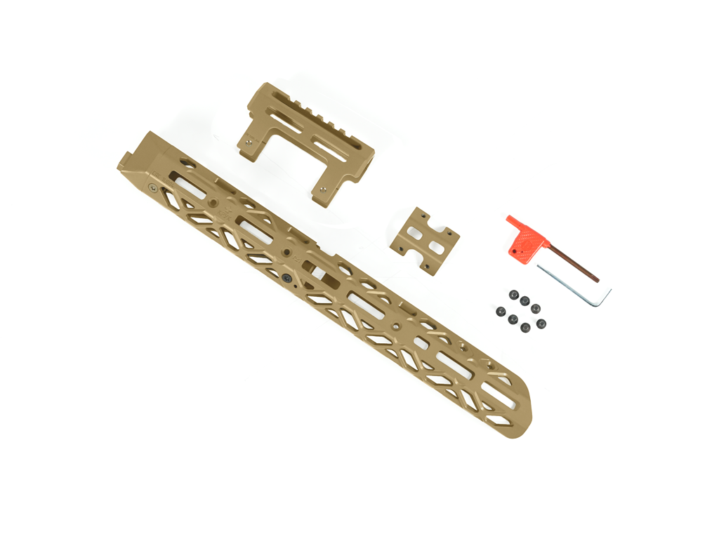 kruk-crc-101299-5 Kruk CRC 1U004A дълъг M-LOK хендгард с късо покритие на газова тръба за AK – Coyote Tan